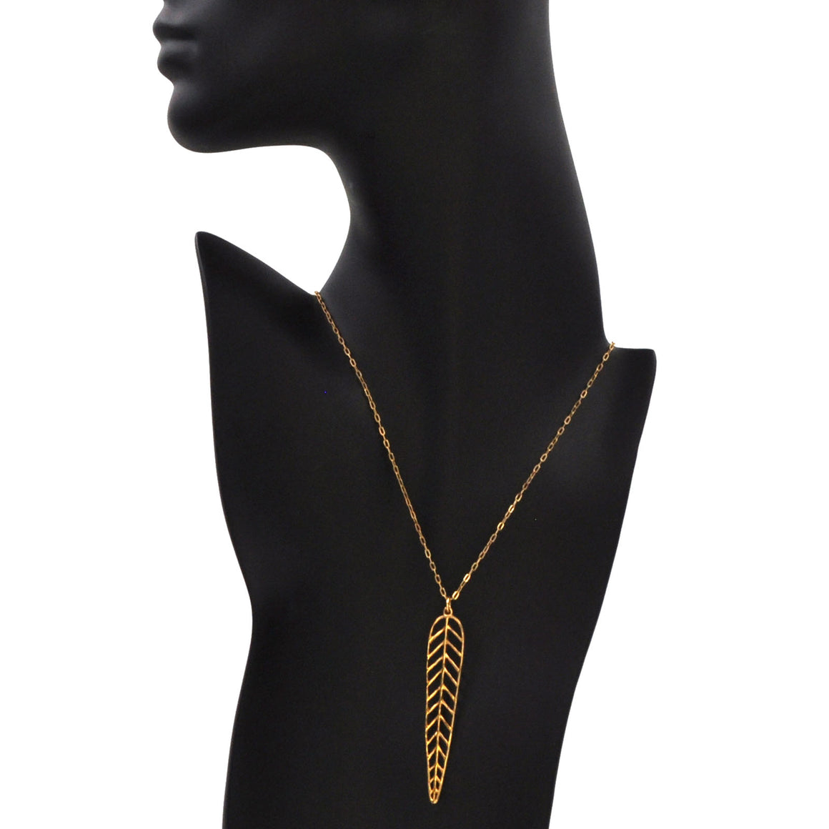 Chevron Leaf Necklace - 24K Gold Plated