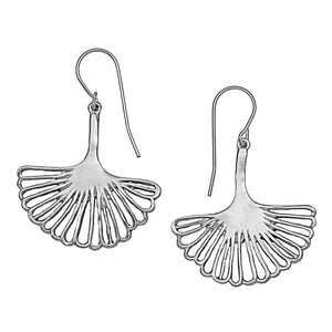 Ginkgo Leaf Earrings (Medium) - Platinum Silver