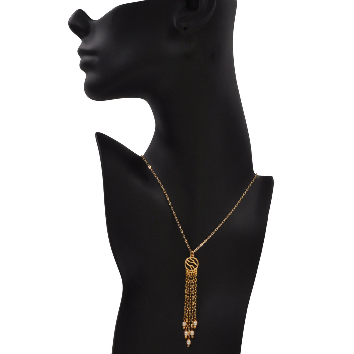 Glamorous Fringe Circle Necklace with Pearls - 24K Gold Plated