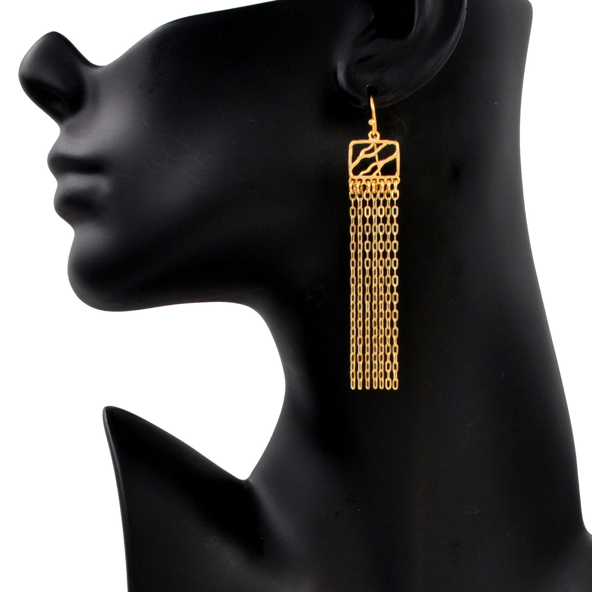 Glamorous Fringe Square Branch Earrings - 24K Gold Plated