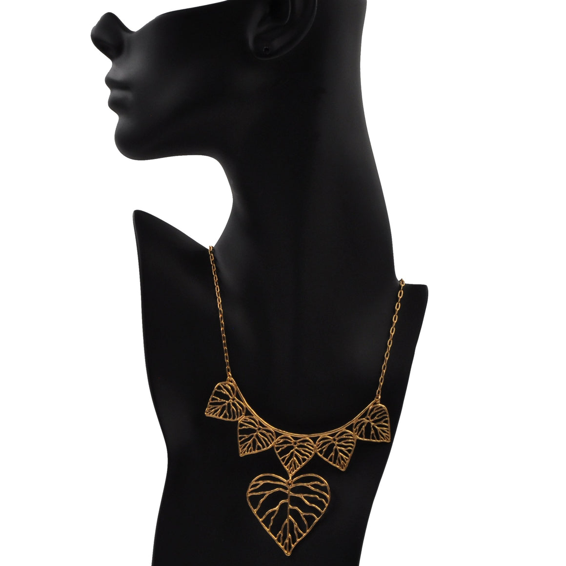 Heart Leaf Collar Necklace - 24K Gold Plated