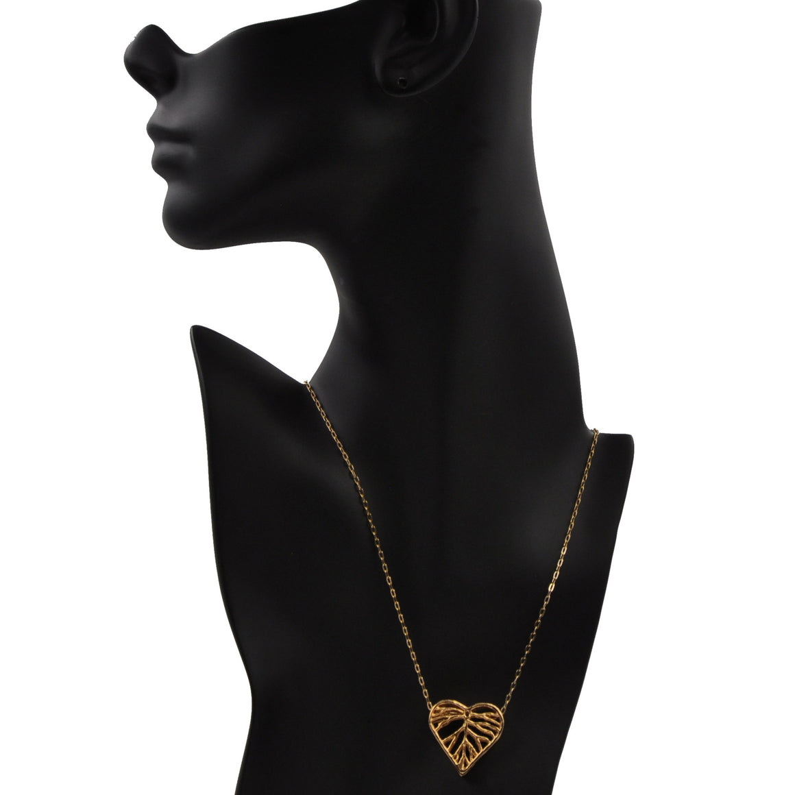 Heart Leaf Dimensional Necklace (Small) - 24K Gold Plated