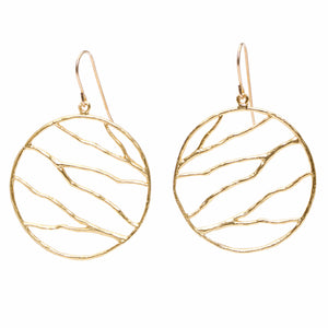 Intricate Branches Circle Earrings - 24K Gold Plated