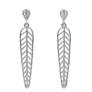 Chevron Leaf Arrow Earrings (Post) - Platinum Silver