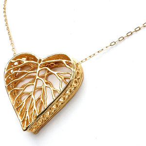 Heart Leaf Dimensional Necklace (Large) - 24K Gold Plated