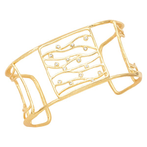 Intricate Branches Square Cuff - 24K Gold Plated