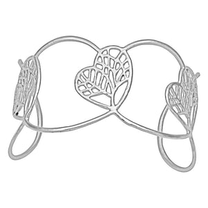 Tree of Life Heart Cuff - Platinum Silver