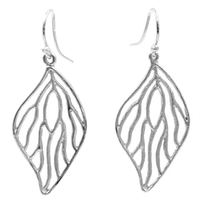 Open Leaf Earrings - Platinum Silver