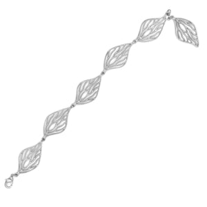 Open Leaf Link Bracelet - Platinum Silver