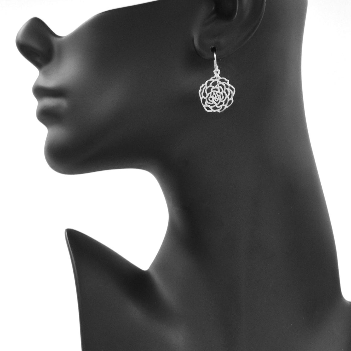 Rose Earrings (Petite) - Platinum Silver