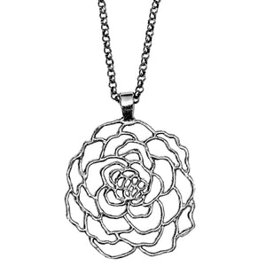 Rose Pendant Necklace - Platinum Silver