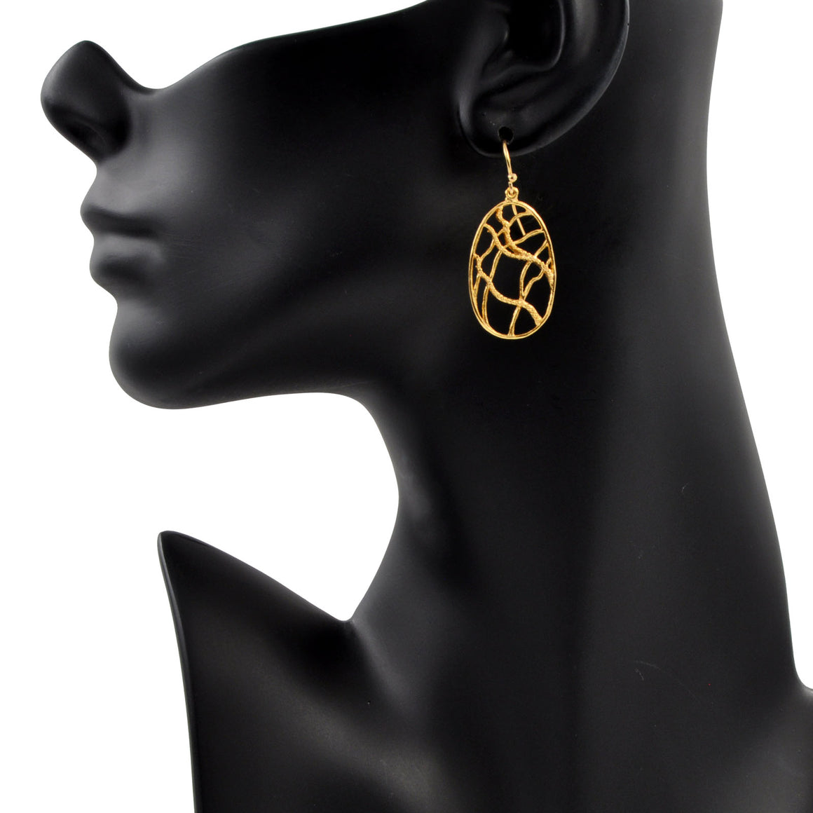 Intricate Branches Oval Earrings (Petite) - 24K Gold Plated