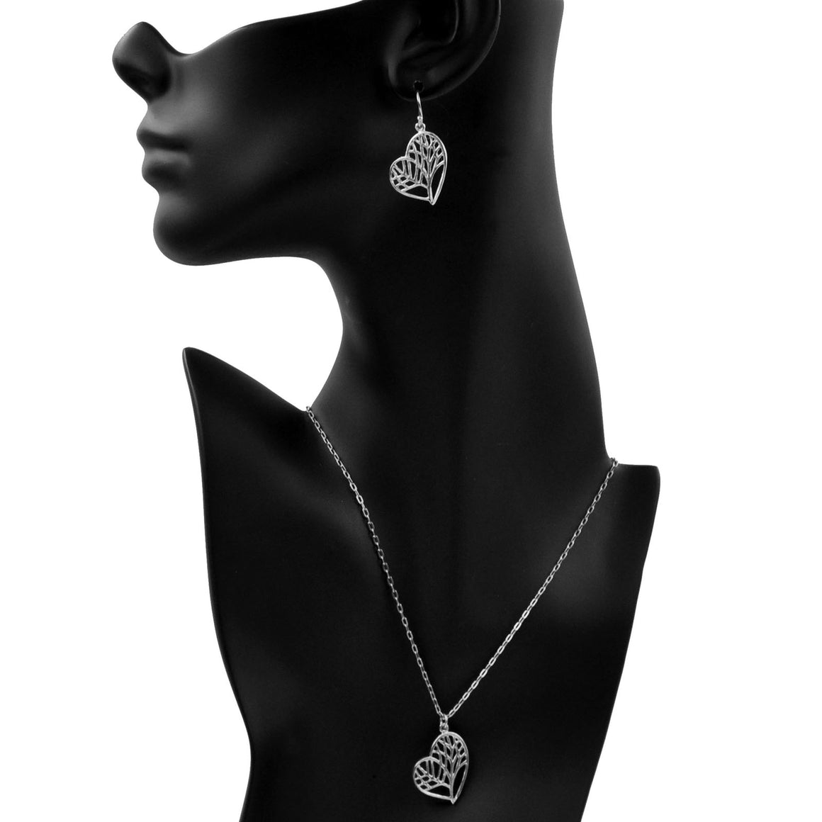 Tree of Life Heart Necklace - Platinum Silver