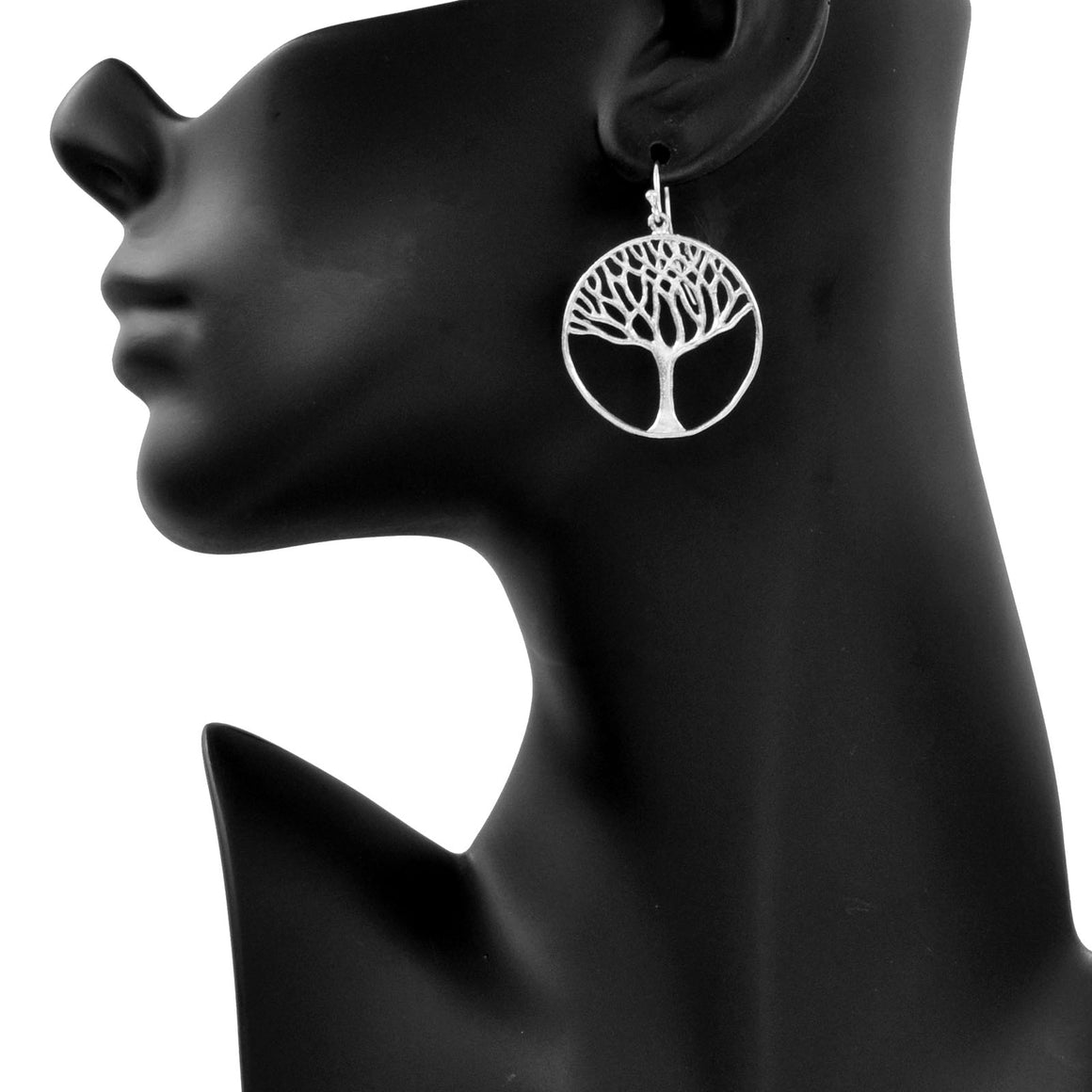 Tree of Life Earrings (Large) - Platinum Silver