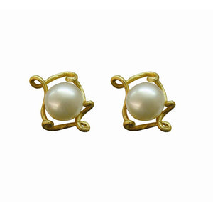 Peapod Earrings - 24K Gold Plated & Freshwater Pearls