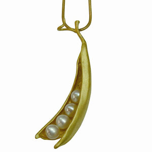 Peapod Necklace (4 Pearls) - 24K Gold Plated