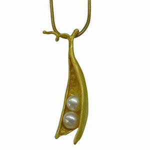 Peapod Necklace (2 Pearls) - 24K Gold Plated