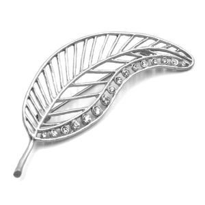 Birch Leaf Swarovski Pin - Platinum Silver