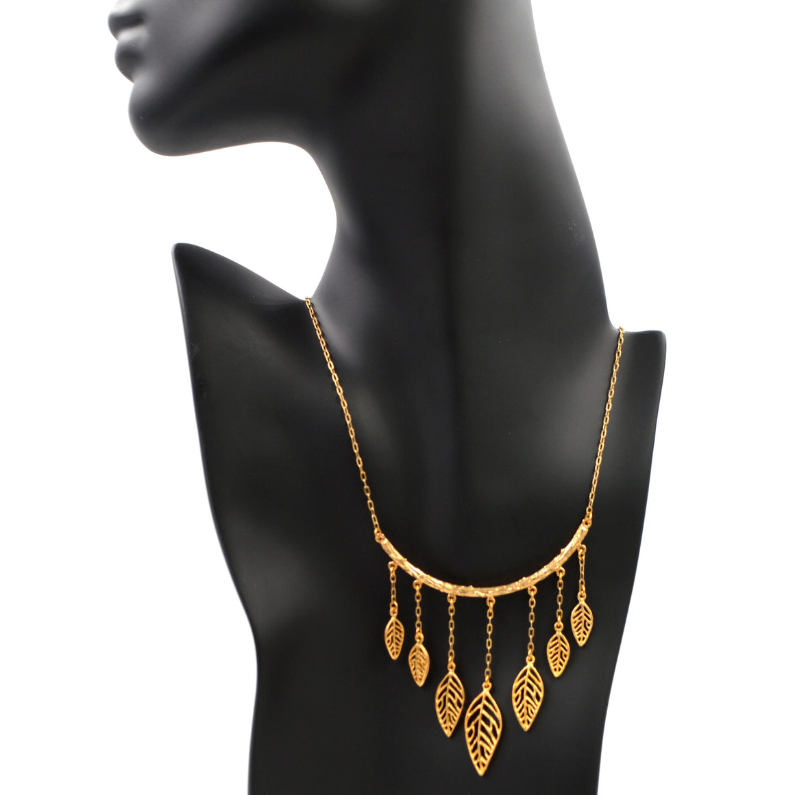 Birch Leaf Collar Necklace - 24K Gold Plated