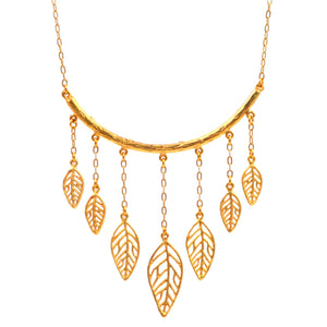 Birch Leaf Collar Necklace - 24K Gold Plated