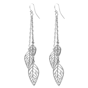 Birch Leaf Earrings - Platinum Silver