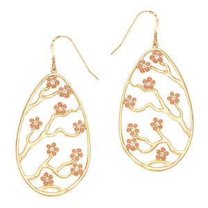Cherry Blossom Earrings - 24K Gold Plated