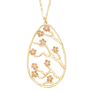 Cherry Blossom Pendant - 24K Gold Plated