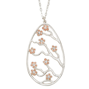 Cherry Blossom Pendant - Platinum Silver