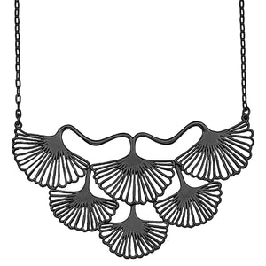 Ginkgo Collar Necklace - Gunmetal