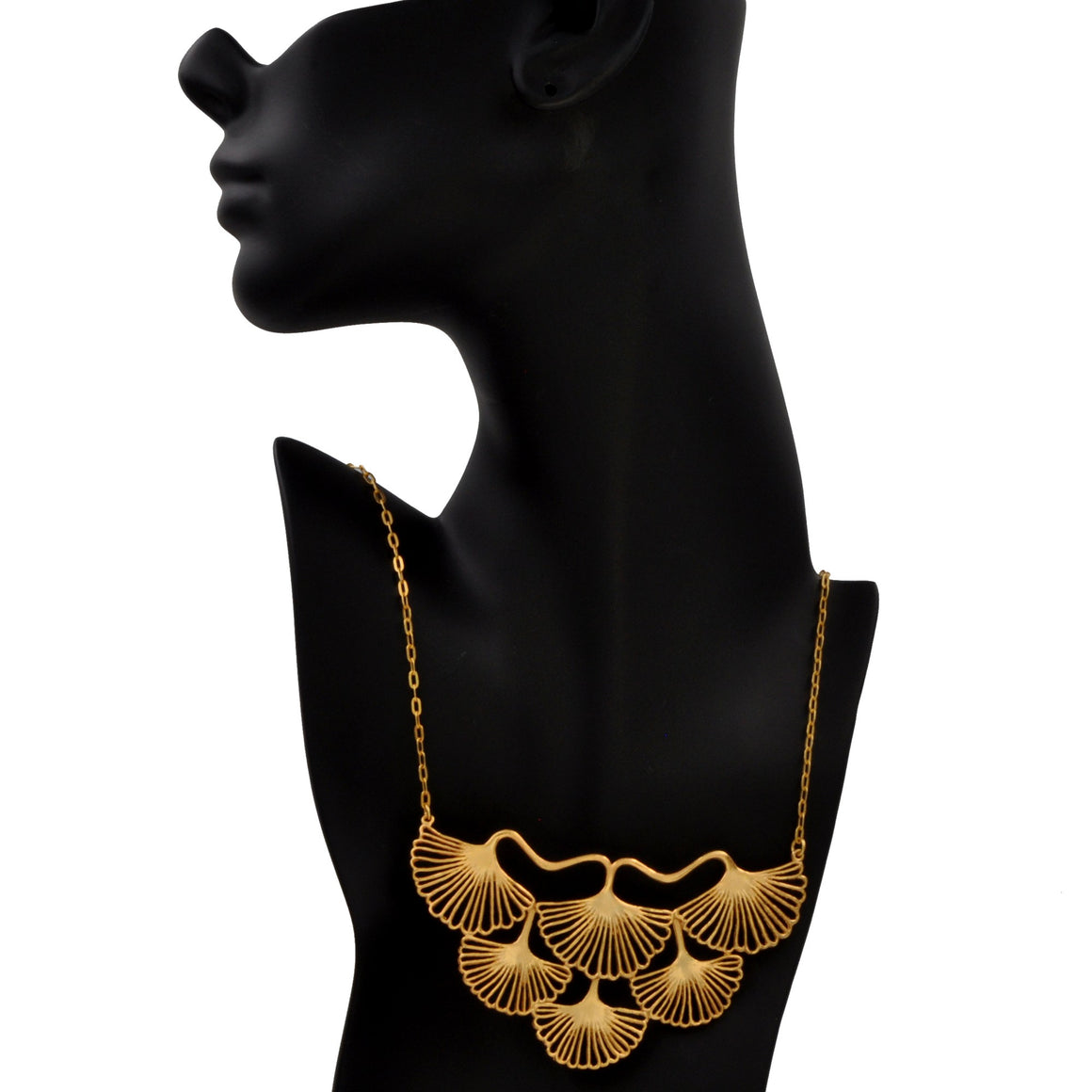 Ginkgo Collar Necklace - 24K Gold Plated