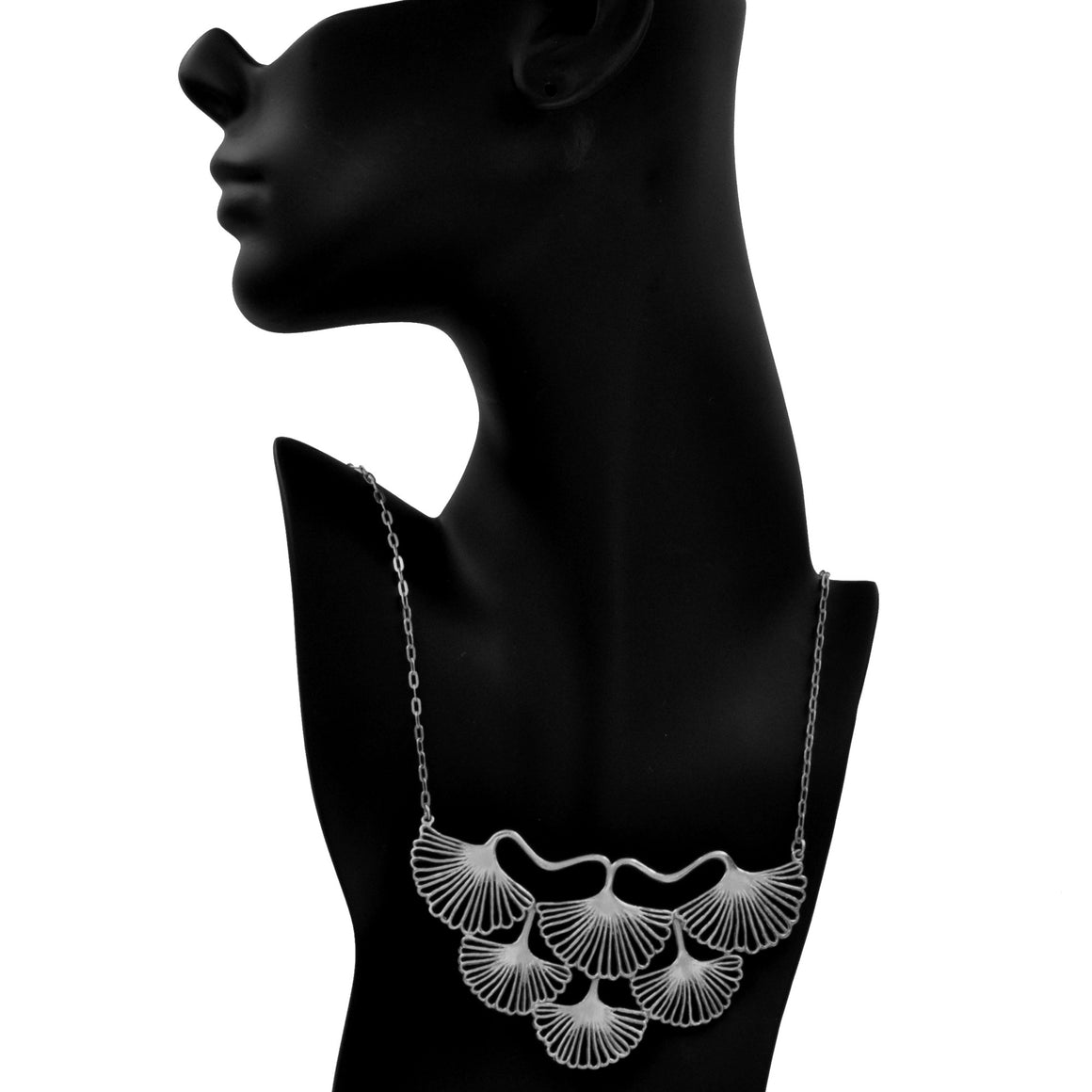 Ginkgo Collar Necklace - Platinum Silver