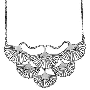 Ginkgo Collar Necklace - Platinum Silver