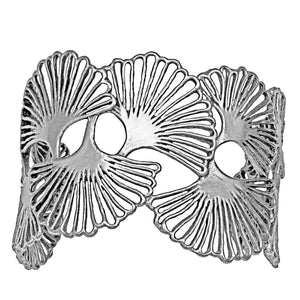 Ginkgo Cascading Leaf Cuff - Platinum Silver