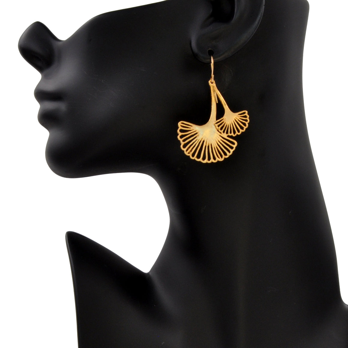 Ginkgo Cascading Leaf Earrings - 24K Gold Plated