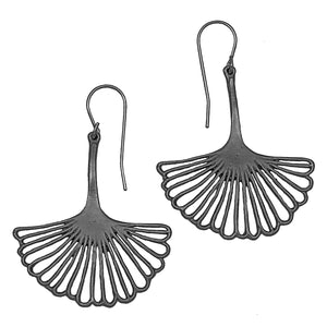 Ginkgo Leaf Earrings (Large) - Gunmetal