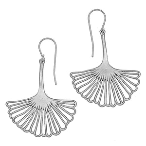 Ginkgo Leaf Earrings (Large) - Platinum Silver