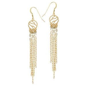 Glamorous Fringe Circle Earrings - 24K Gold Plated