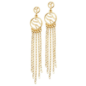 Glamorous Fringe Circle Earrings (Post) - 24K Gold Plated