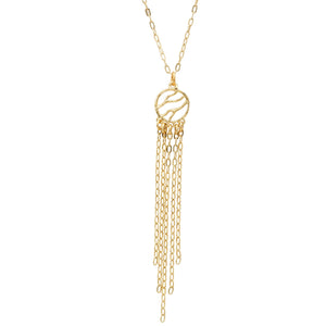 Glamorous Fringe Circle Necklace - 24K Gold Plated