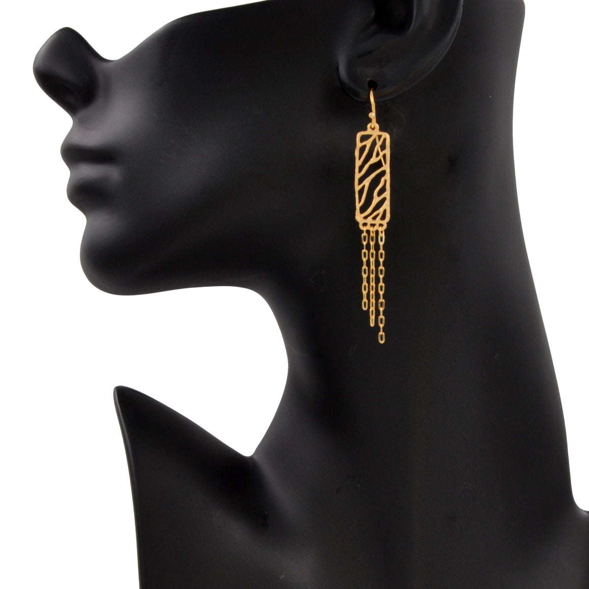 Glamorous Fringe Rectangle Earrings - 24K Gold Plated