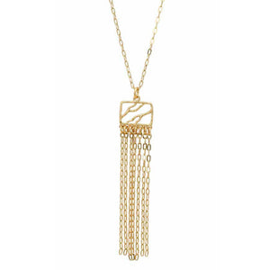 Glamorous Fringe Square Branch Necklace - 24K Gold Plated