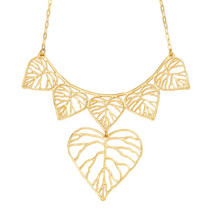 Heart Leaf Collar Necklace - 24K Gold Plated