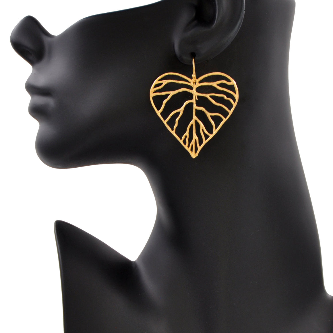Heart Leaf Earrings (Large) - 24K Gold Plated