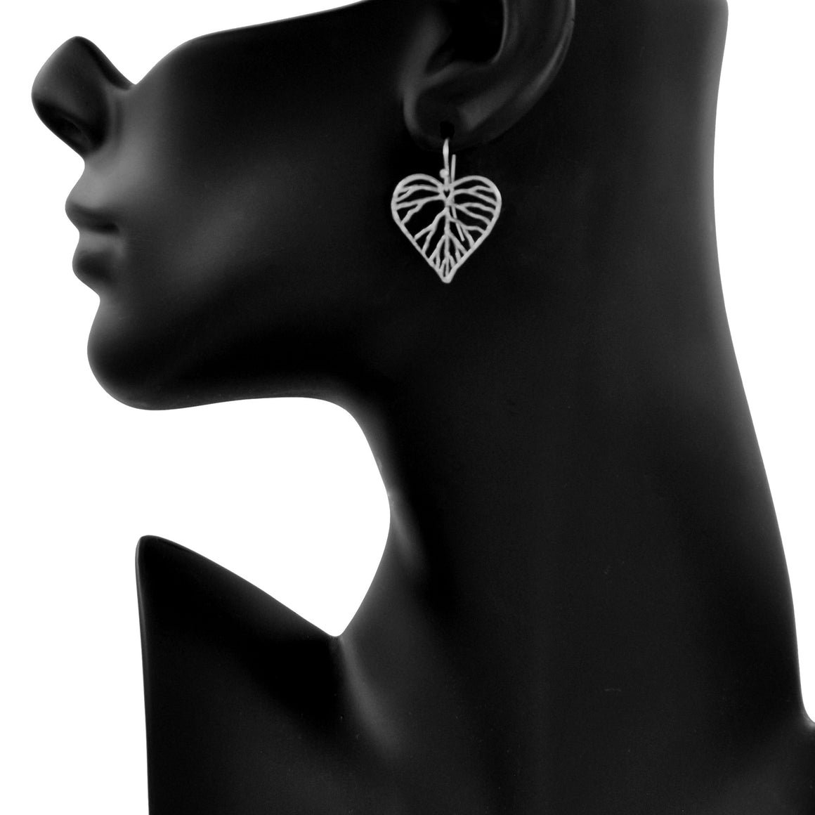 Heart Leaf Earrings (Petite) - Platinum Silver