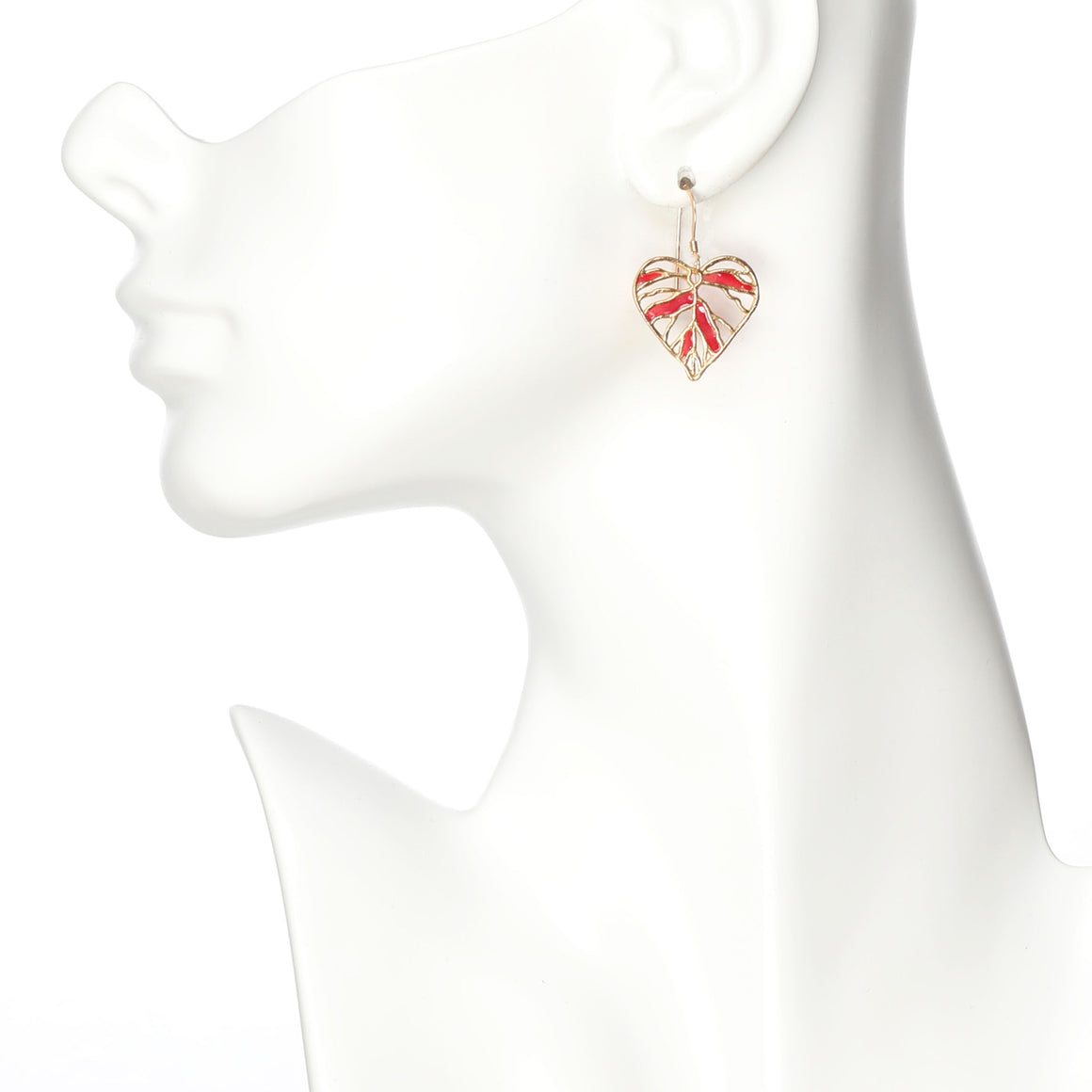 Heart Leaf Enamel Earrings (Petite) - 24K Gold Plated