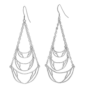 Crescent Chandelier Earrings - Platinum Silver