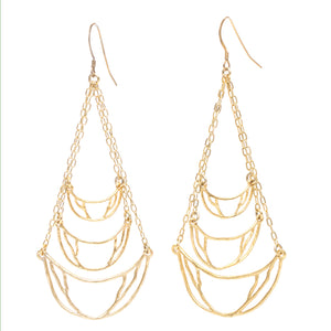 Crescent Chandelier Earrings - 24K Gold Plated