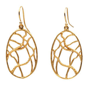 Intricate Branches Oval Earrings (Petite) - 24K Gold Plated
