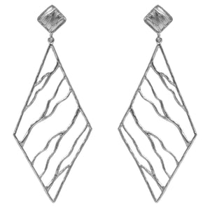 Intricate Branches Diamond Earrings - Platinum Silver