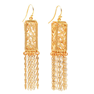 Caged Pearl Lantern Earrings - 24K Gold Plated